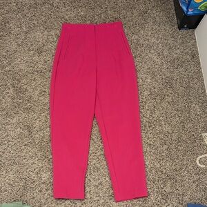 Zara Bright Fuchsia High-Waist Tapered Ankle Pants